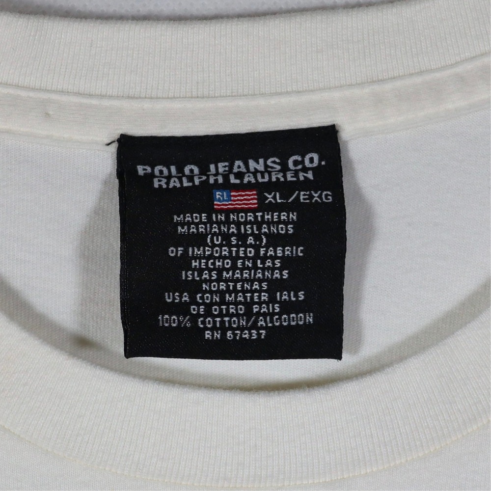 Vintage 90s Polo Jeans Co Ralph Lauren T-Shirt XL White Patch Spell Out RL-67 - Picture 11 of 11